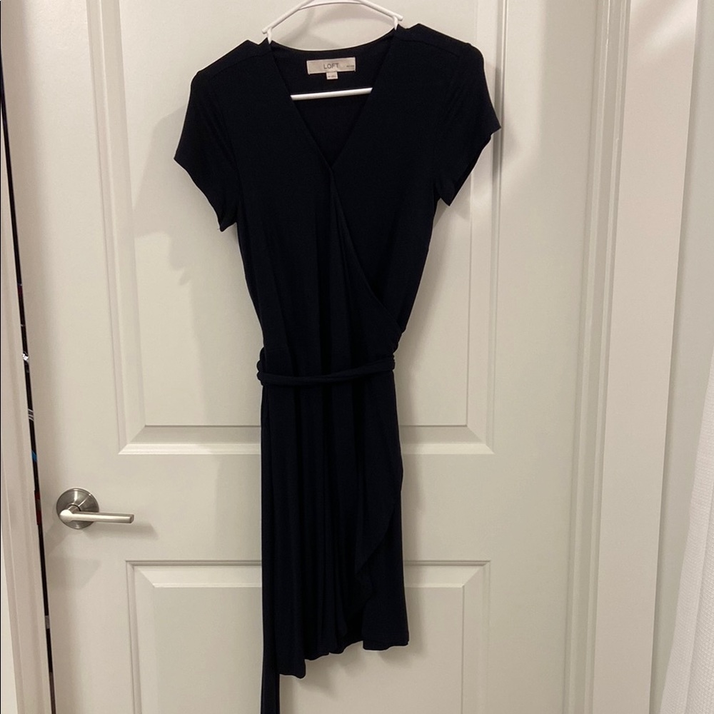 LOFT navy Midi Wrap Dress